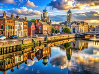 Fototapeta premium Scenic View of Hull, England Featuring Historic Architecture and Serene Waterfront Landscape