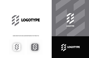 Bold diagonal stripes creating geometric shapes letter Q logo for technology, finance, banking, cryptocurrency, corporate branding, architecture, construction, real estate. Vector illustration