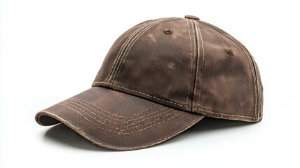 Fototapeta premium A tan hat with a brown band and a black brim