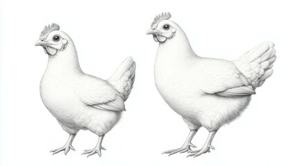 Fototapeta premium Two chickens standing side by side