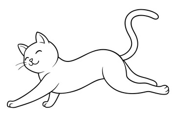  a cat stretching with a happy face