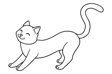  a cat stretching with a happy face