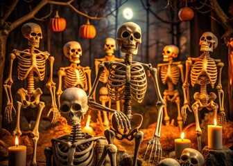 Spooky Skeleton Background for Halloween Decor, Party Invitations, and Eerie Themed Designs