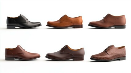 A row of shoes with one of them being brown
