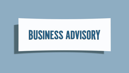 Business Advisory. A card isolated on blue background.