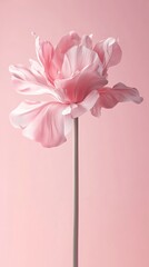 Obraz premium Pink peony flower on pastel background, elegant and delicate concept