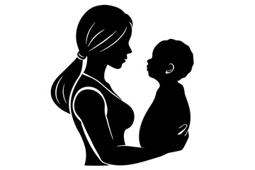A woman with a baby in her arms silhouette┃Mother's day silhouette