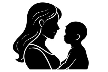 A woman with a baby in her arms silhouette┃Mother's day silhouette