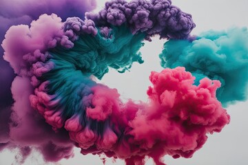 Fototapeta premium A Striking Dye Cloud Forming an Artistic Shape with Purple, Teal, and Magenta Colors