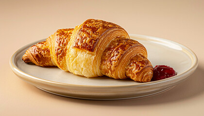 buttery-croissant-dollop-jam-ceramic-plate