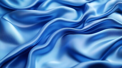 Obraz premium Blue silk fabric with smooth folds and