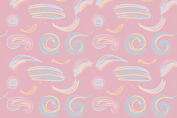 Whimsical Pastel Swirl Doodle Motif for Youthful Celebrations and Festive Backdrops
