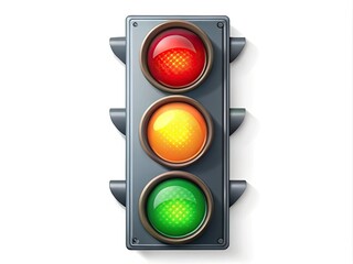 Vector illustration of a colorful stoplight with red, yellow, and green lights on a white background