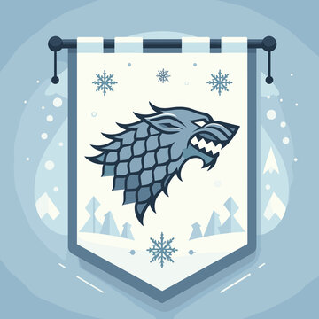 House Stark Banner Flat Vector Illustration Design