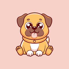 Cute Pug Dog Cartoon Vector Icon Illustration