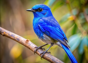 Vibrant Australian Blue Bird Perched on Branch in Natural Habitat Captured in Stunning Detail