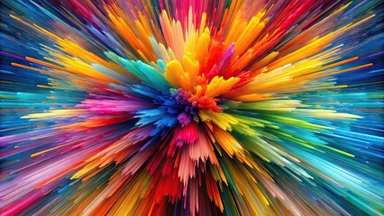 Vibrant color explosion of abstract shapes symbolizing success and achievement in a creative design