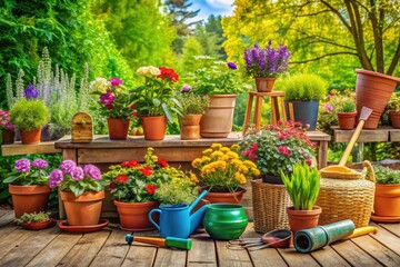 Vibrant Garden Set with Tools, Planters, and Accessories for a Beautiful Outdoor Space Design