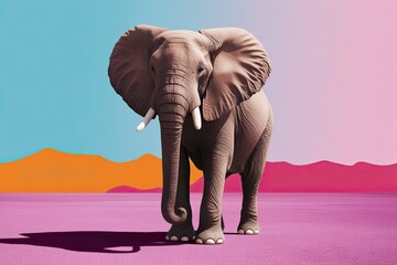 Whimsical Elephant Wearing Stylish Shades in Vibrant Pastel Landscape Unique Creature Story