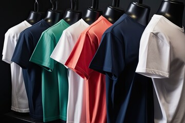Obraz premium Profile of Nostalgic Round Neck T-Shirts in Dynamic Angles for Creative Fashion Presentation