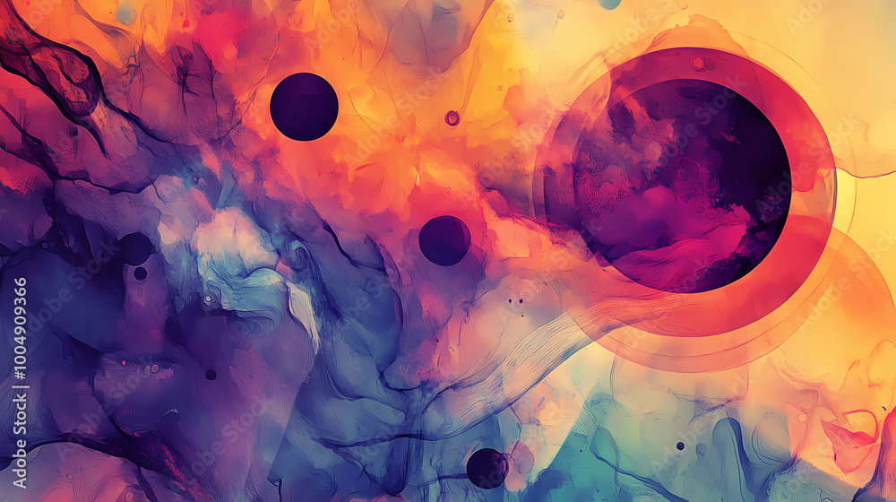 Canvas Prints ai generated. ai generative. geometric abstract background with circle decoration. space galaxy futu