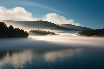 Fototapeta premium Glistening White Vapor Mist in Serene Scenery
