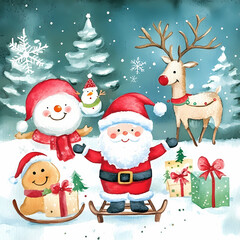 santa claus with reindeer