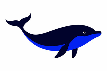Blue Whale black silhouette vector image white background 