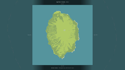 Agrihan Island, United States, highlighted and labelled. Topo Humanitarian © zelwanka