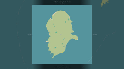 Amatignak Island, United States, highlighted and labelled. Topo Humanitarian © zelwanka