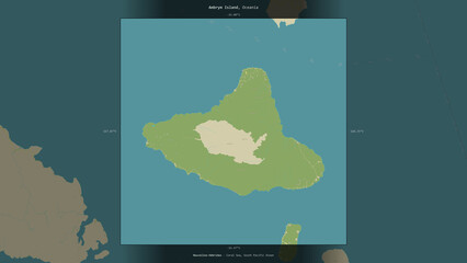 Ambrym Island, Vanuatu, highlighted and labelled. Topo Humanitarian © zelwanka