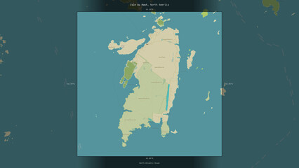 Isle Au Haut, United States, highlighted and labelled. Topo Humanitarian © zelwanka