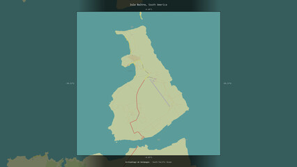 Isla Baltra, Ecuador, highlighted and labelled. Topo Humanitarian © zelwanka