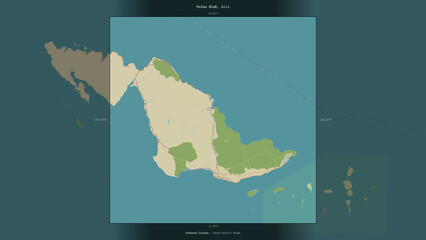 Pulau Biak, Indonesia, highlighted and labelled. Topo Humanitarian © zelwanka