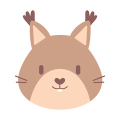 Charming illustration featuring a cute squirrel on a white background. This design is perfect for adding a playful and delightful element to children's books, nursery decor