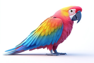 Cute Colorful Macaw: A macaw perched with its vibrant feathers against a white background