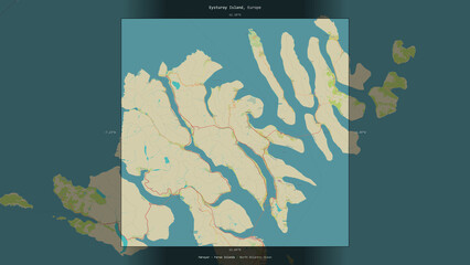 Eysturoy Island, Faroe Islands, highlighted and labelled. Topo Humanitarian © zelwanka