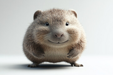 Cute Wombat: A wombat waddling along with a determined expression against a white background