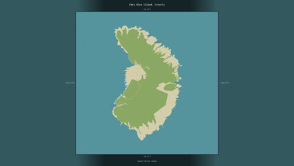 Fatu Hiva Island, France, highlighted and labelled. Topo Humanitarian © zelwanka