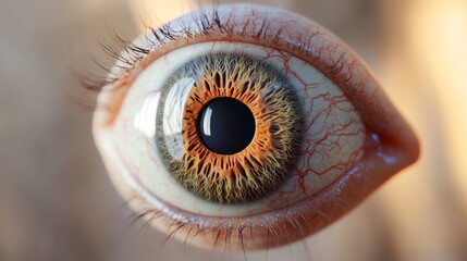 Close-up of a human eye with intricate iris pattern, macro photography. Human anatomy and vision concept