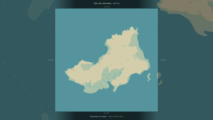 Ilha das Galinhas, Guinea-Bissau, highlighted and labelled. Topo Humanitarian © zelwanka