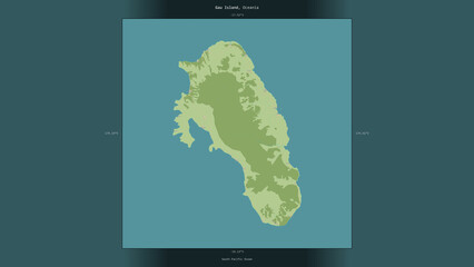 Gau Island, Fiji, highlighted and labelled. Topo Humanitarian © zelwanka