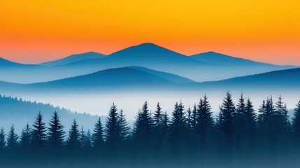 Obraz premium Misty Mountain Landscape at Sunrise Aerial View
