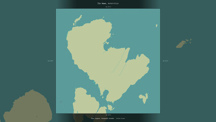 Ile Howe, French Southern and Antarctic Lands, highlighted and labelled. Topo Humanitarian © zelwanka