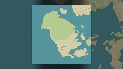 Hoy Island, United Kingdom, highlighted and labelled. Topo Humanitarian © zelwanka