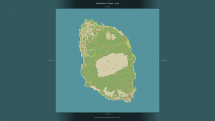 Izuoshima Island, Japan, highlighted and labelled. Topo Humanitarian © zelwanka