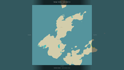 George Island, Falkland Islands, highlighted and labelled. Topo Humanitarian © zelwanka