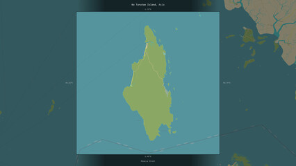 Naklejka premium Ko Tarutao Island, Thailand, highlighted and labelled. Topo Humanitarian