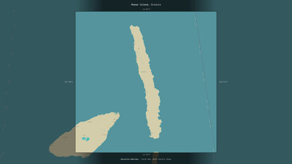 Maewo Island, Vanuatu, highlighted and labelled. Topo Humanitarian © zelwanka