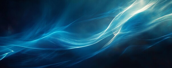 Obraz premium Abstract blue light waves in a dark